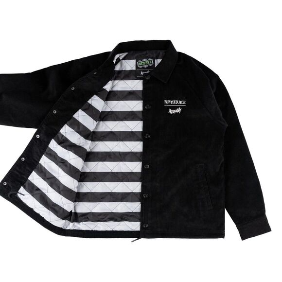 Beetlejuice X Welcome Skateboards Sandworm Embroidered Corduroy Coaches Jacket L - Picture 3 of 12